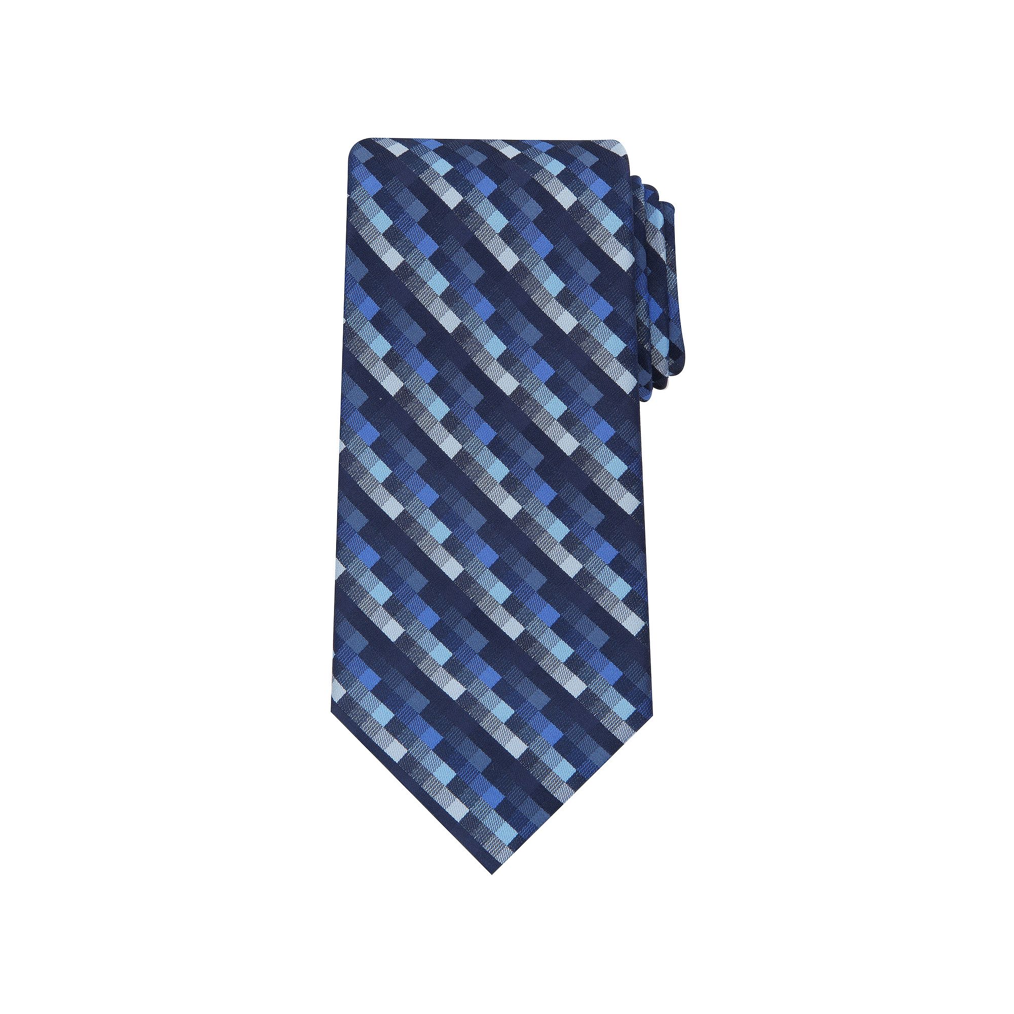 Mens Bespoke Patterned Tie, Blue Sterling