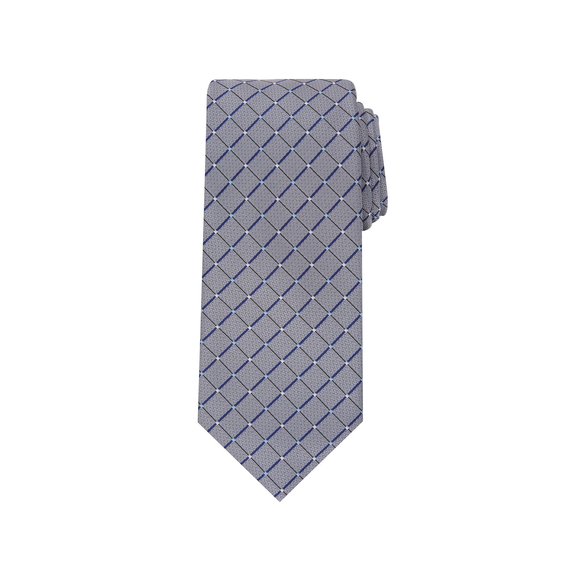 Mens Bespoke Patterned Tie, Silver Foster
