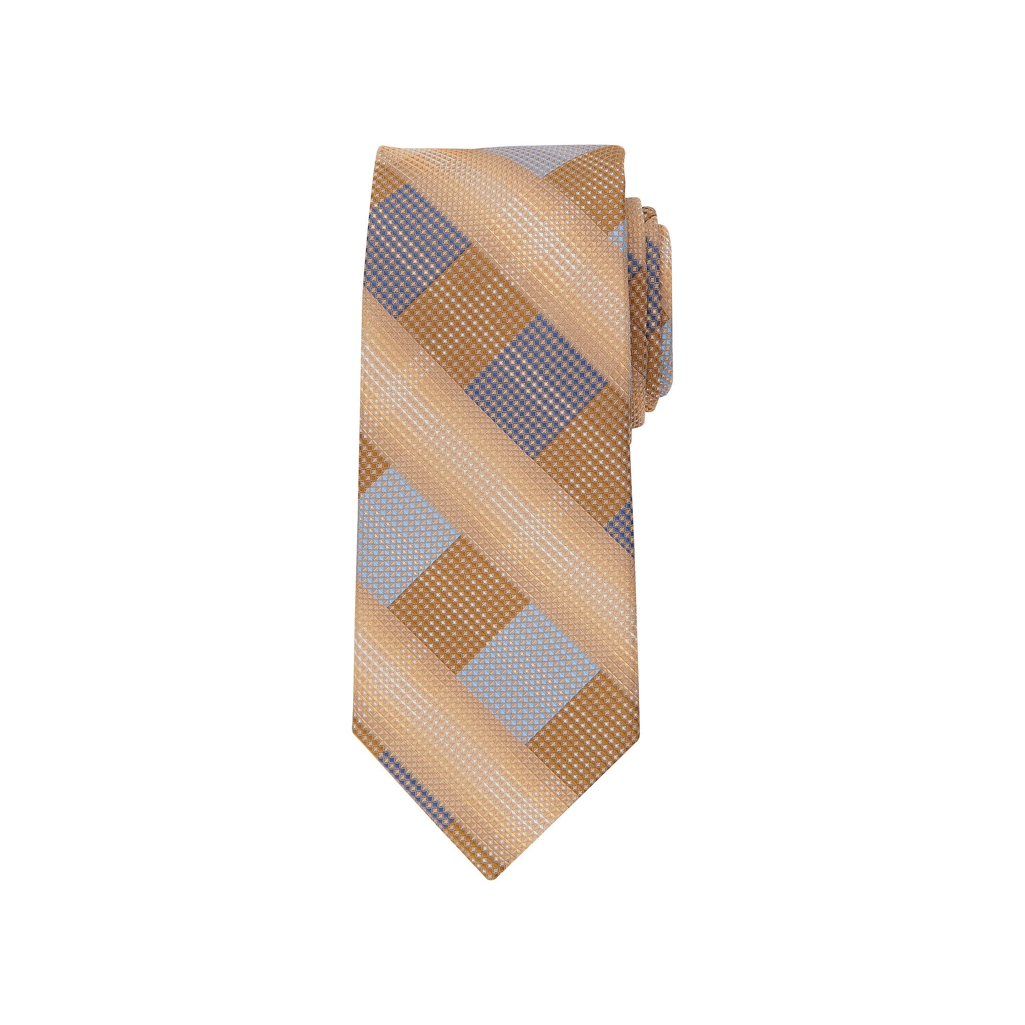 Mens Bespoke Patterned Tie, Brown Delamar