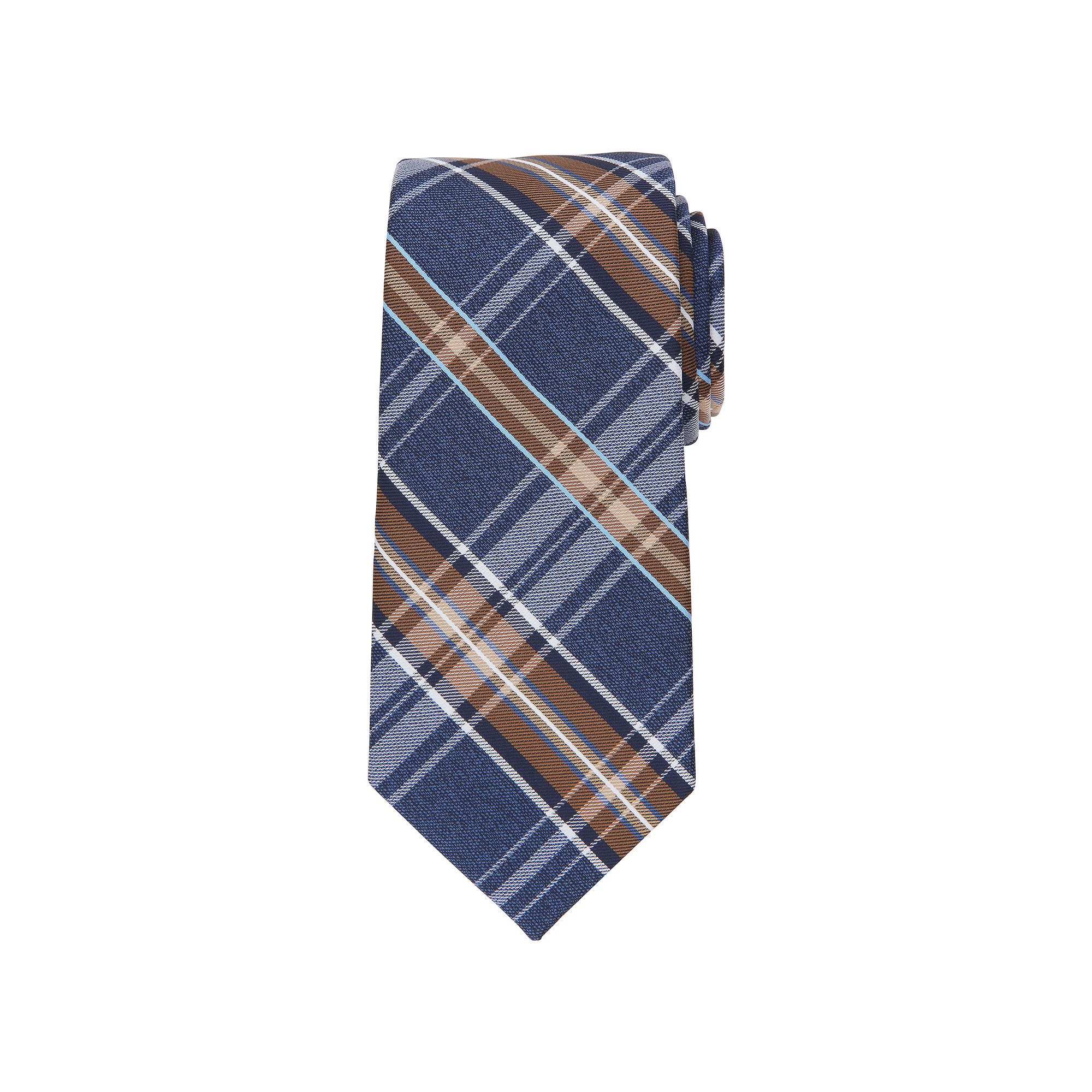 Mens Bespoke Patterned Tie, Brown Oliver