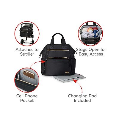 Skip Hop Mainframe Wide Open Diaper Backpack Black