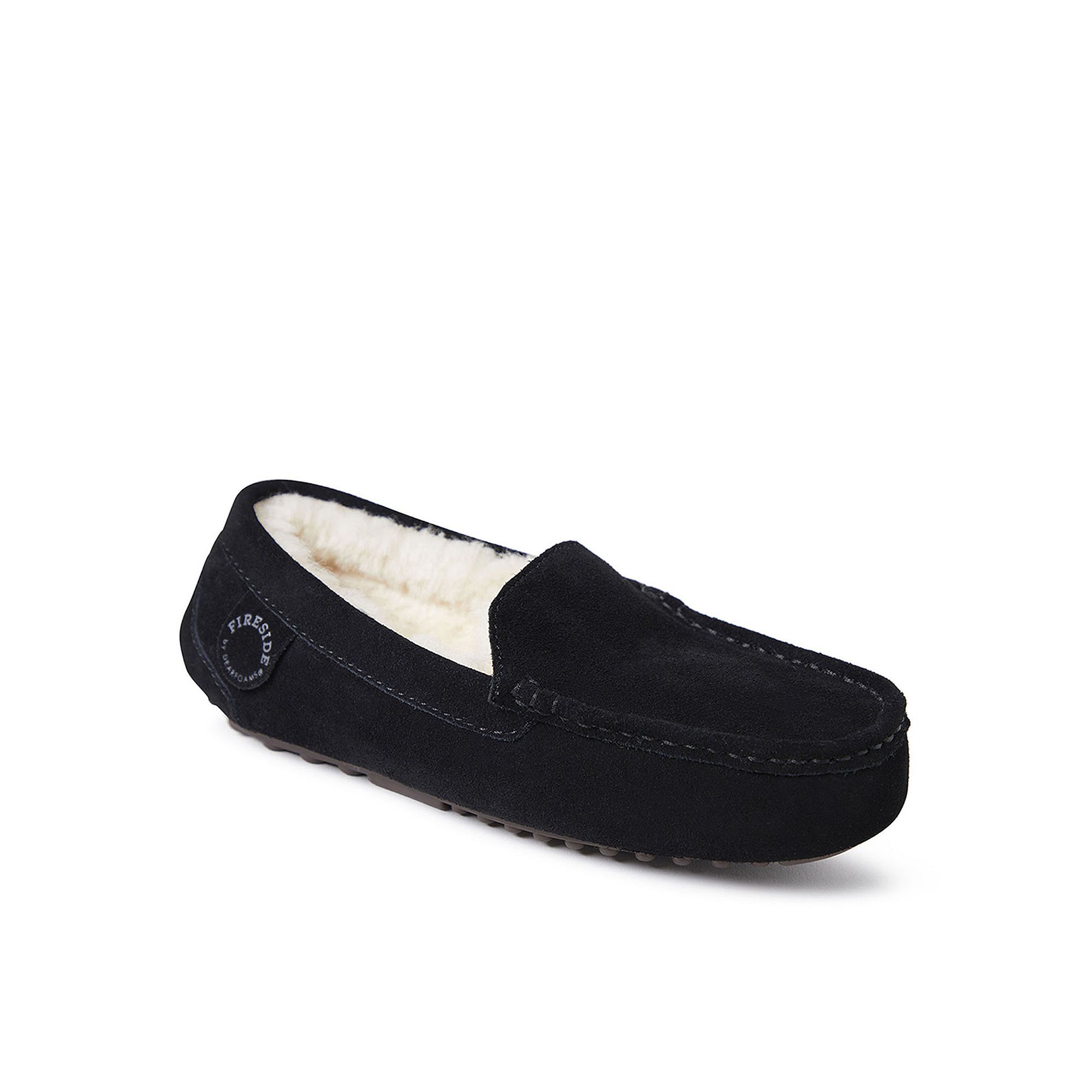 Fireside By Dearfoams Mel Wool-Lined Womens Moccasin Slippers, Size: 6, Bl