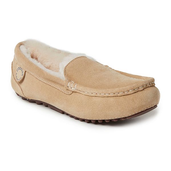 Fireside By Dearfoams Mel Wool-Lined Women's Moccasin Slippers - Sand (6)