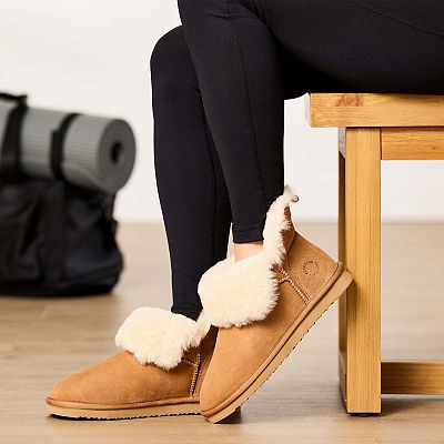 Fireside By Dearfoams Perth Wool-Lined Foldover Women's Boot Slippers