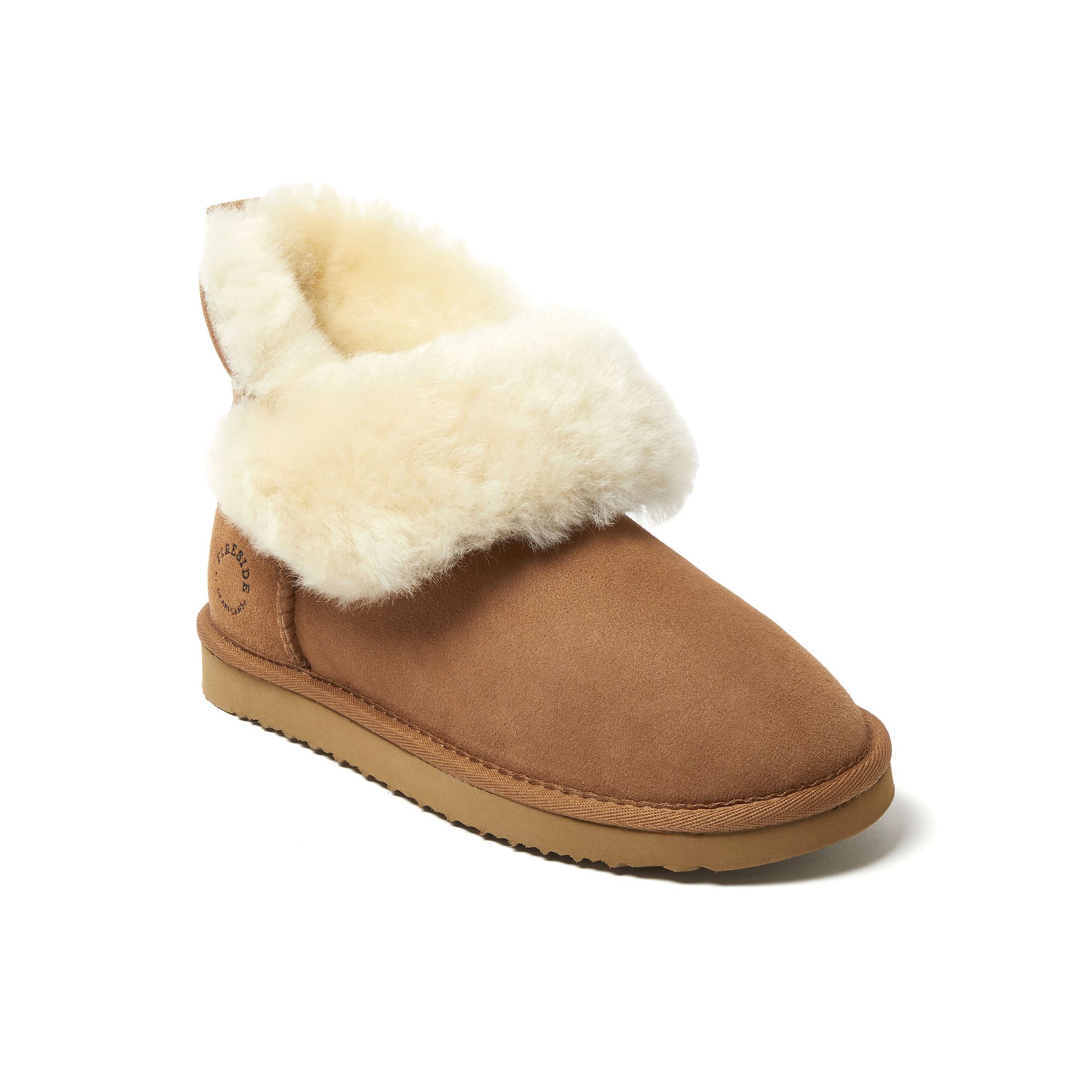 Fireside By Dearfoams Perth Wool-Lined Foldover Womens Boot Slippers, Size