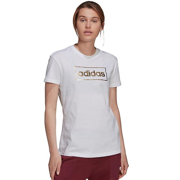 White and gold adidas cheap shirt womens