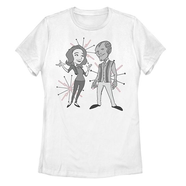 Juniors' Marvel WandaVision 50's Cartoon Simple Portrait Tee