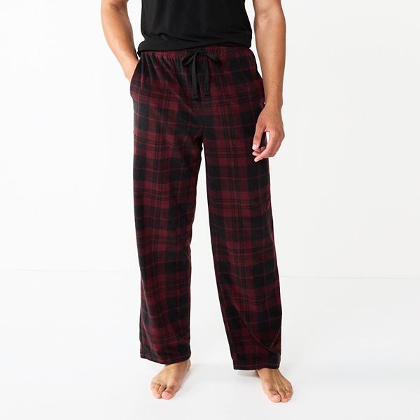 Mens Sonoma Goods For Life® Microfleece Pajama Pants - Maroon Black Plaid (S)