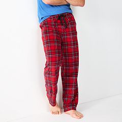 Lands' End Men's Flannel Jogger Pajama Pants - Large - Rich Red Multi Tartan