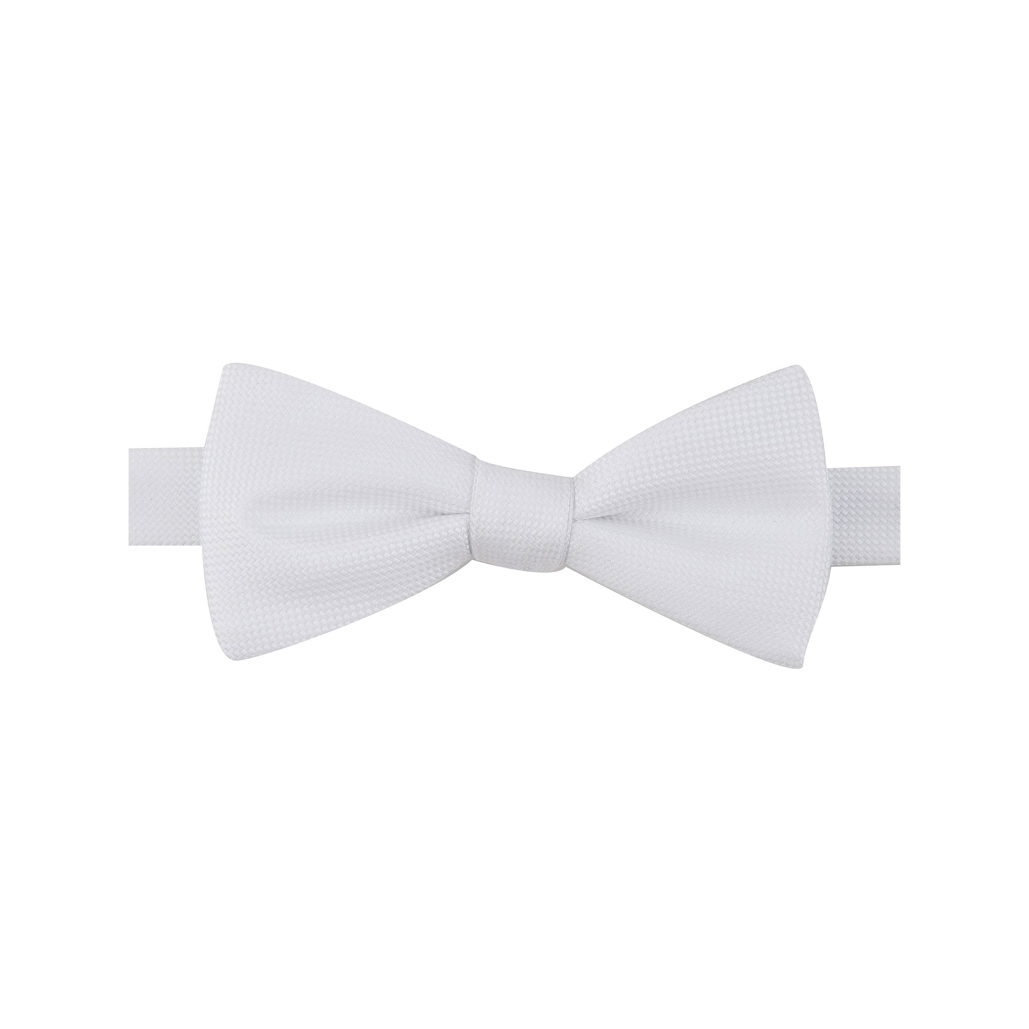 Mens Bespoke Pre-Tied Bow Tie, White Oxford
