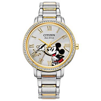 Disney's Mickey Mouse Women's Two Tone Stainless Steel Watch by Citizen Eco-Drive