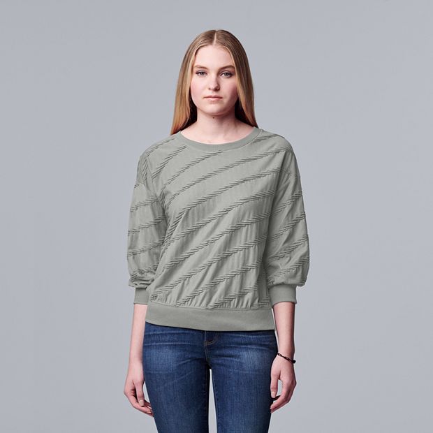 Petite Simply Vera Vera Wang Textured Crewneck Sweatshirt