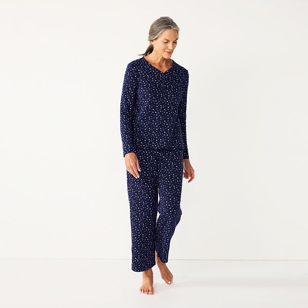 Women's Croft & Barrow® Textured Knit Henley Long Sleeve Pajama Top ...