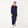 Women's Croft & Barrow® Textured Knit Henley Long Sleeve Pajama Top & Pajama Pants Sleep Set