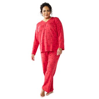 Plus Size Croft & Barrow® Textured Knit Henley Long Sleeve Pajama Top & Pajama Pants Sleep Set