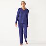 Petite Croft & Barrow® Textured Knit Henley Long Sleeve Pajama Top & Pajama Pants Set