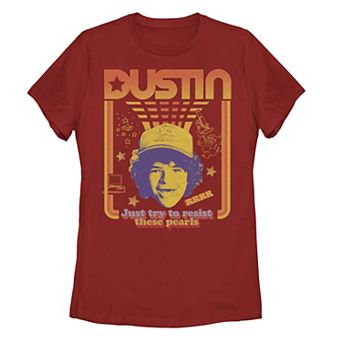 Juniors' Stranger Things Dustin Floating Head Resist The Pearls Star Tee