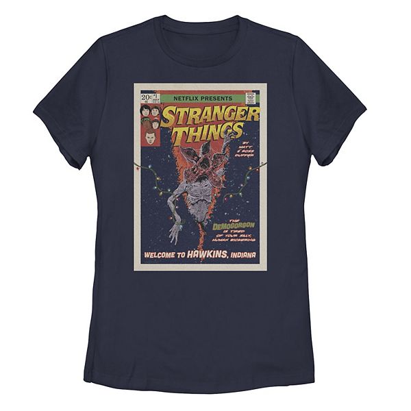 Juniors' Stranger Things Welcome To Hawkins Comic Cover Tee