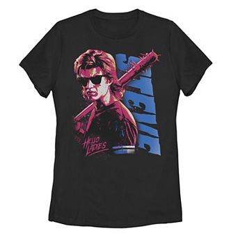 Juniors' Stranger Things Stevie Splatter Punk Hello Ladies Tee