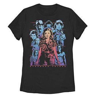 Juniors' Stranger Things Group Shot Populous Gazing Tee