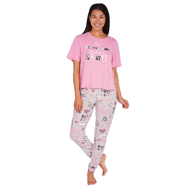 Mean Girls Women's and Women's Plus Short Sleeve Top and Joggers Sleep Set