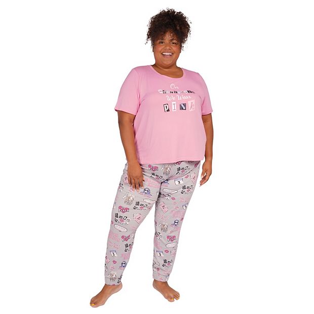 Plus Size Nite Nite by Munki Munki Mean Girls Pajama Top & Pajama Pants Set
