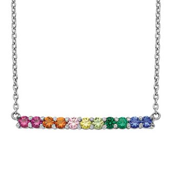 Sophie Miller Sterling Rainbow Cubic Zirconia Bar Necklace