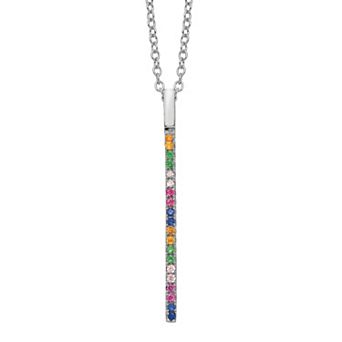 Sophie Miller Sterling Colorful Cubic Zirconia Stick Necklace