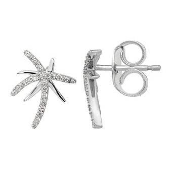 Sophie Miller Sterling Cubic Zirconia Palm Tree Stud Earrings