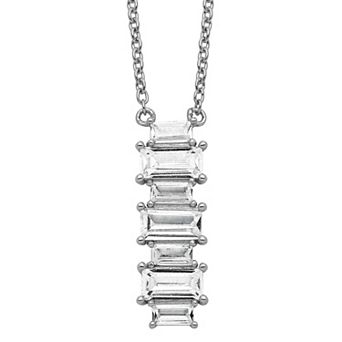 Sophie Miller Sterling Emerald Cut Cubic Zirconia Necklace