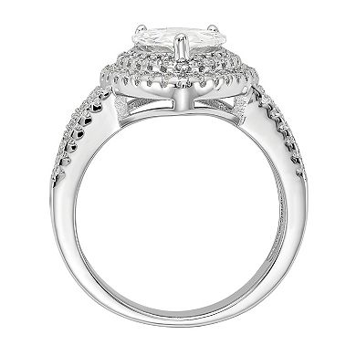 Sophie Miller Sterling Cubic Zirconia Teardrop Halo Ring