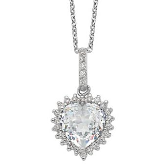 Sophie Miller Sterling Cubic Zirconia Faceted Heart Necklace