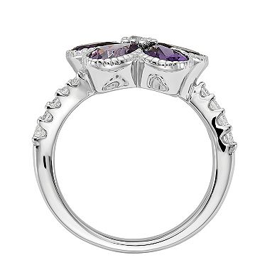 Sophie Miller Sterling Purple Cubic Zirconia Flower Ring