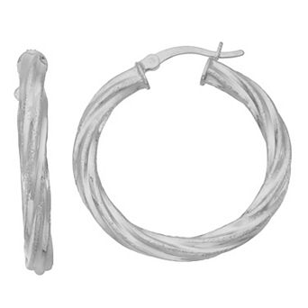 Jordan Blue Sterling Silver Twist Hoop Earrings