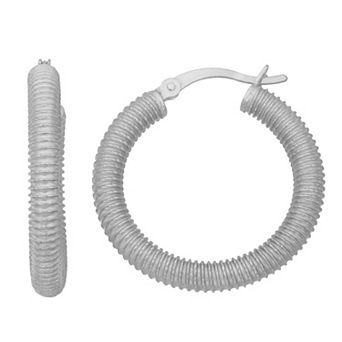 Jordan Blue Sterling Silver Textured Hoop Earrings