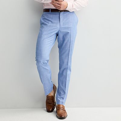 Men's Apt. 9 Premier Flex Performance Slim-Fit Washable Suit Pants, Size: 32X34, Blue Crosshatch