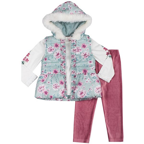 3PCS Toddler Baby Kids Girl Floral Tops Vest+Pants Legging Outfits Clothes Set 