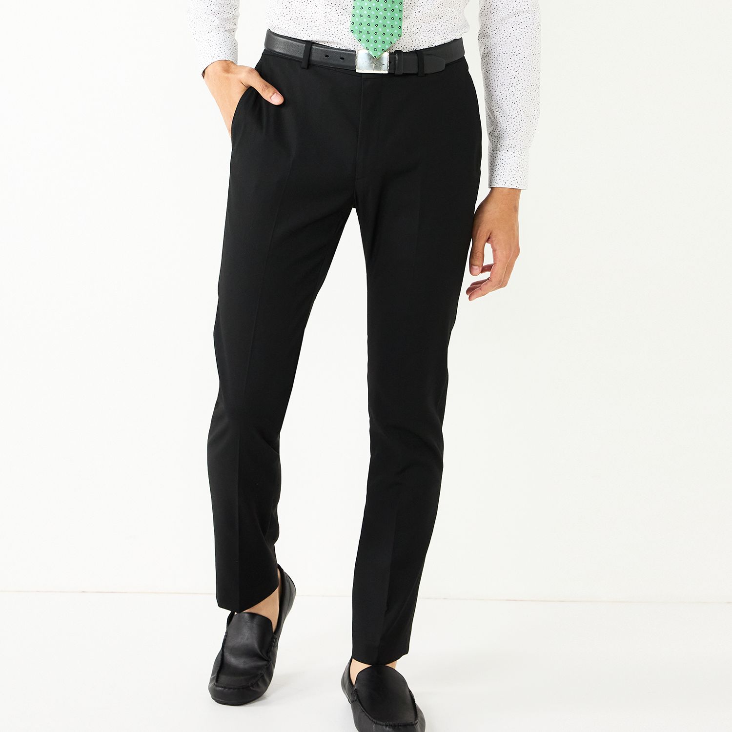 Мужские брюки Apt. 9 Premier Flex Performance Extra-Slim Washable Suit, цвет: Чёрный