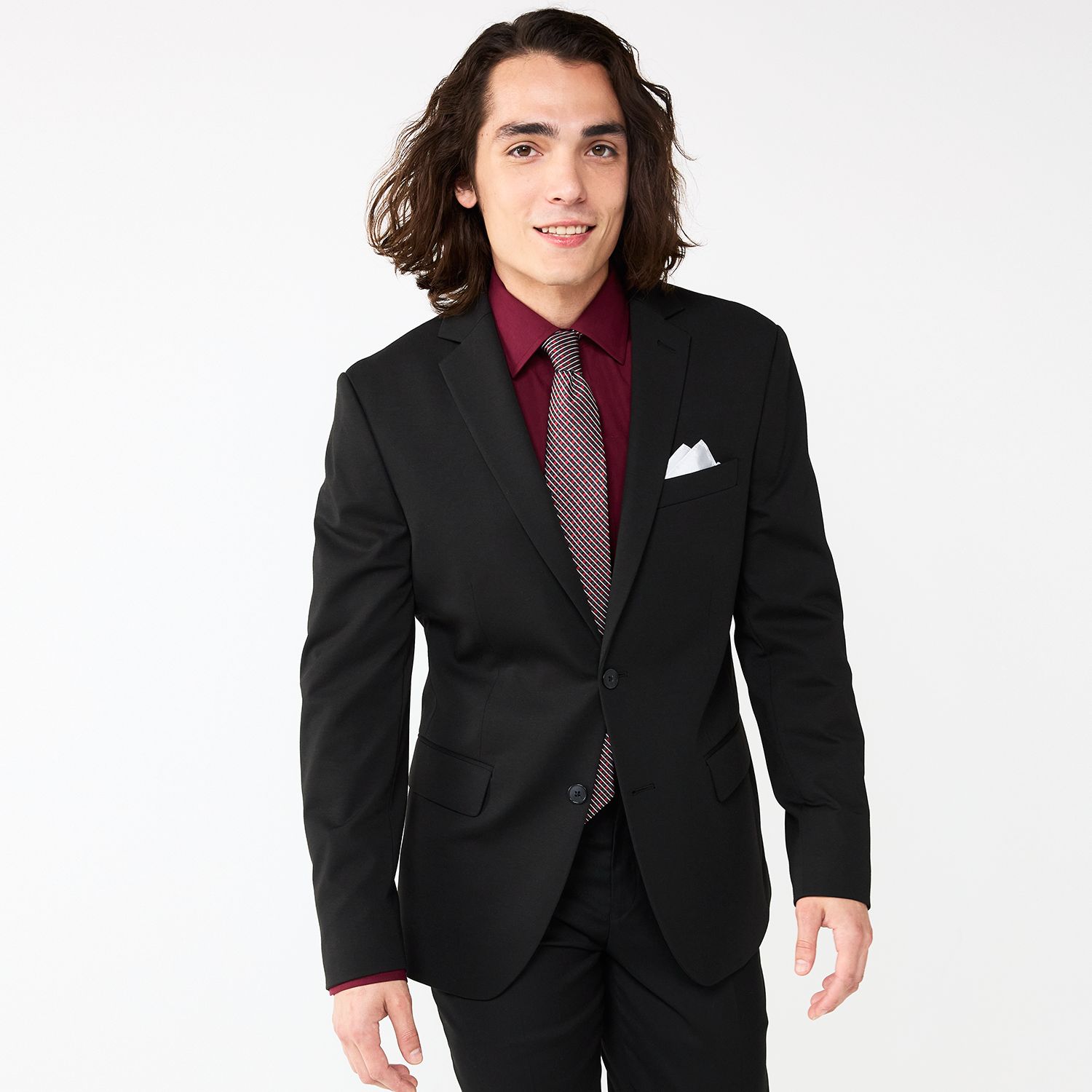 Мужской пиджак Apt. 9 Premier Flex Performance Slim-Fit Washable Suit, цвет: Чёрный