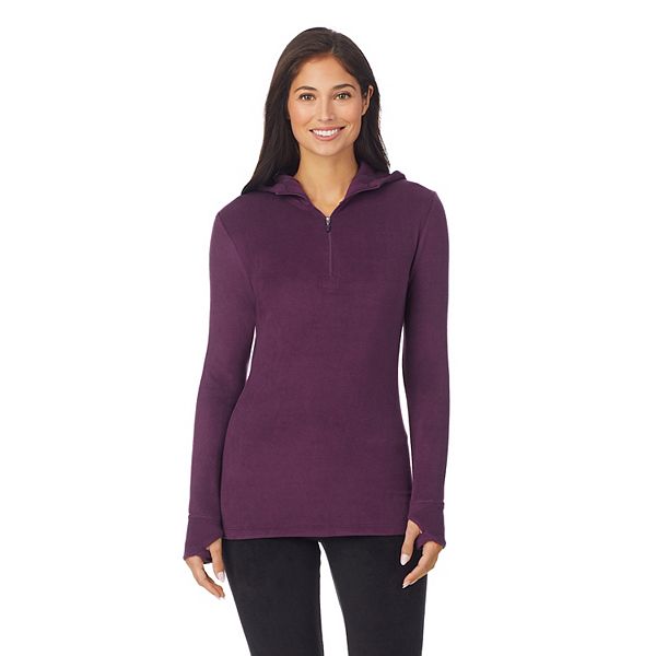 Women's Cuddl Duds® Fleecewear with Stretch Long Sleeve Half Zip Hoodie