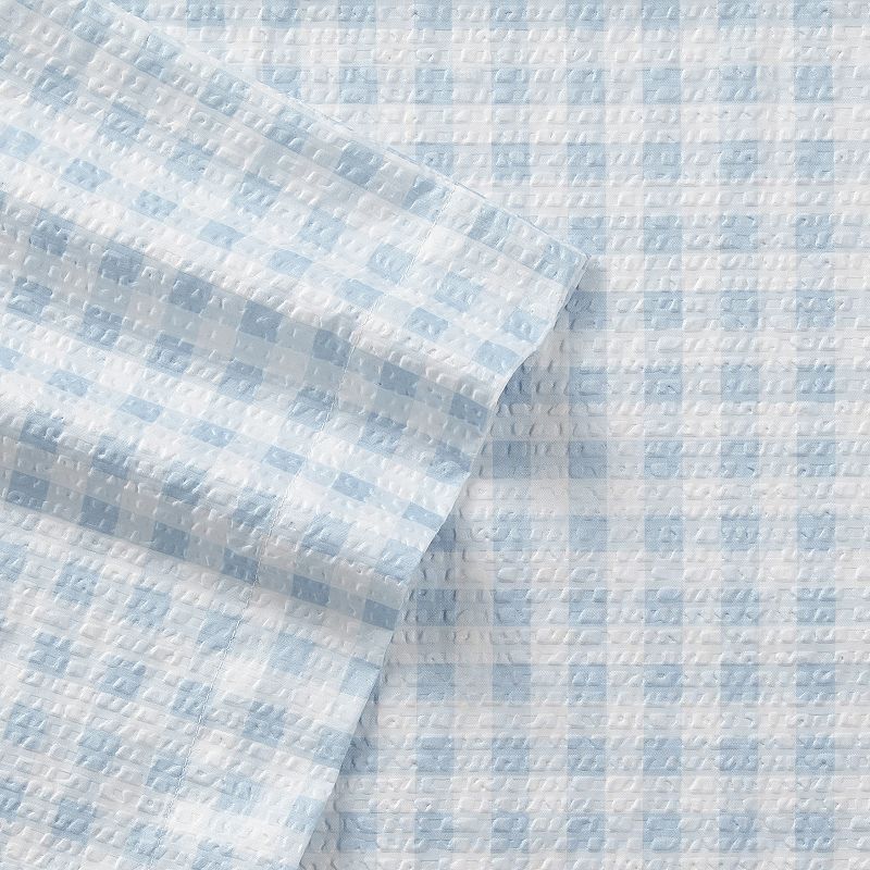 Shavel Home Seersucker Sheet Set with Pillowcases, Blue, Twin