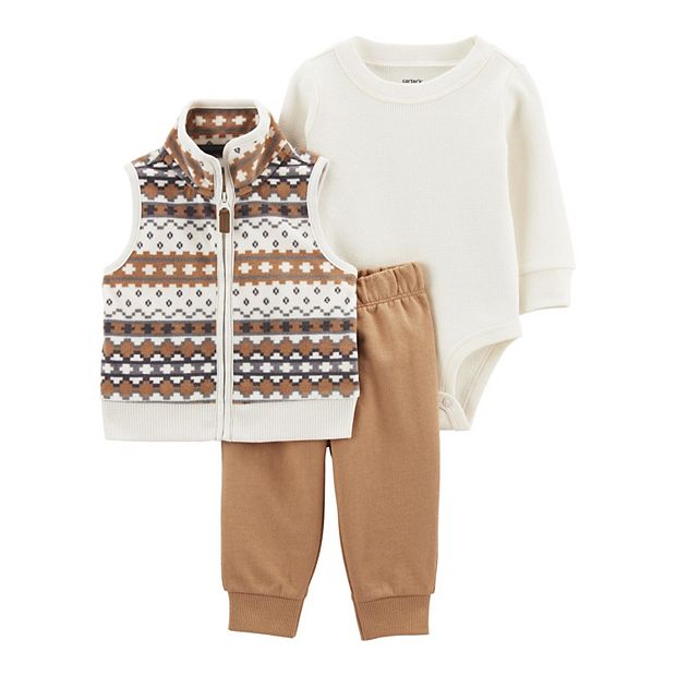 Baby Boy Carter's 3-Piece Fair Isle Little Vest, Bodysuit, and Pant Set