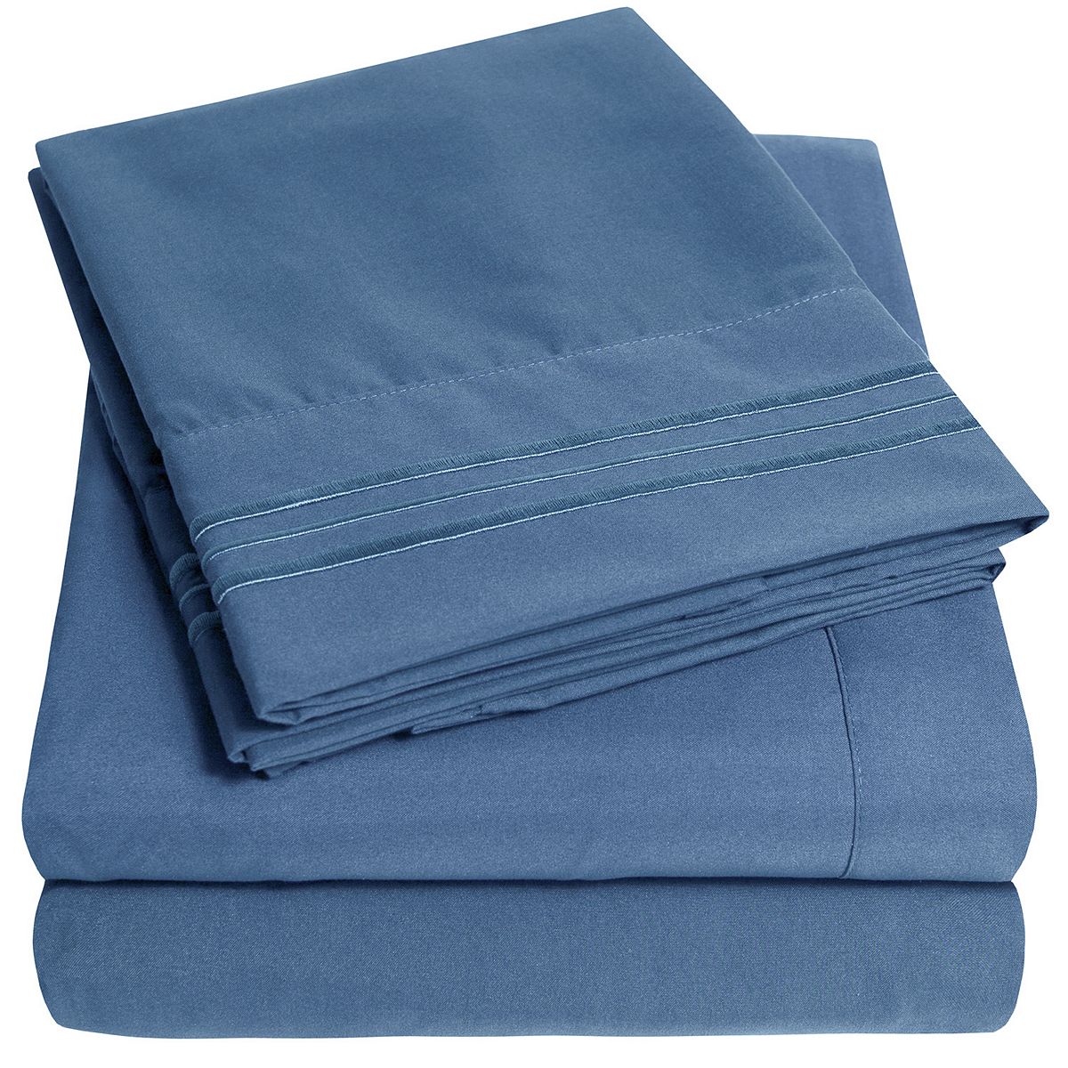 Sweet Home Collection 1500 Supreme Collection Extra Deep Pocket Microfiber Sheet Set with Pillowcases - Denim, KING SET