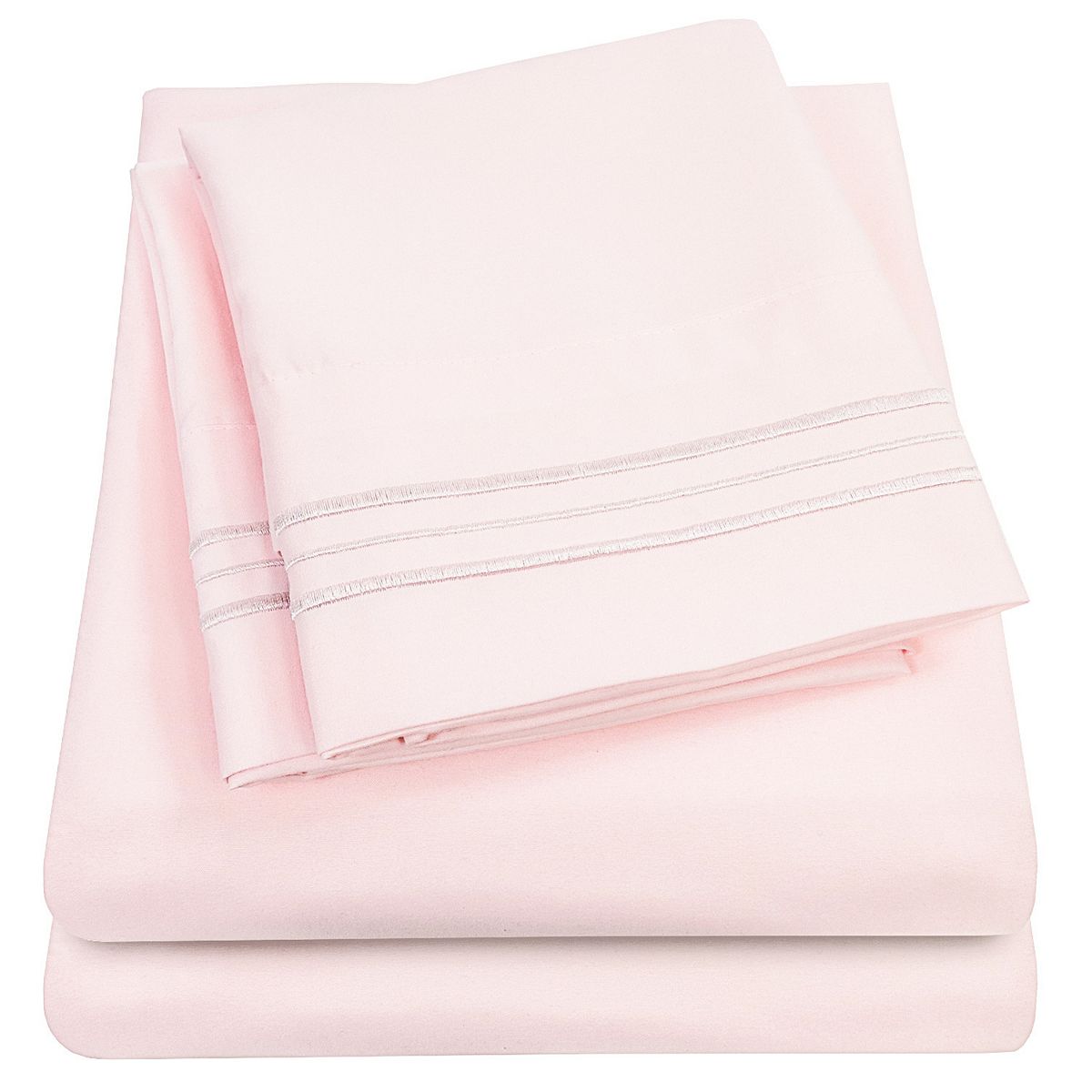Sweet Home Collection 1500 Supreme Collection Extra Deep Pocket Microfiber Sheet Set with Pillowcases - Pale Pink, KING SET