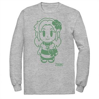 Men's Nintendo Legend Of Zelda Links Awakening Marin Green Outline Portrait Tee