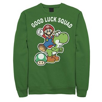 Men's Nintendo Super Mario Good Luck Squad Group Shot Portrait Sweatshirt