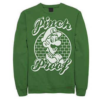 Men's Nintendo Super Mario Bros. St. Patrick's Day Luigi "Pinch Proof" Fleece Sweatshirt
