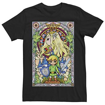 Men's Nintendo Zelda Link & The Princess Stained Glass Tee