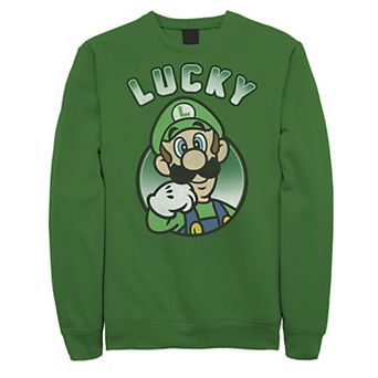 Men's Nintendo Super Mario St. Patty's Lucky Luigi Portrait Sweatshirt