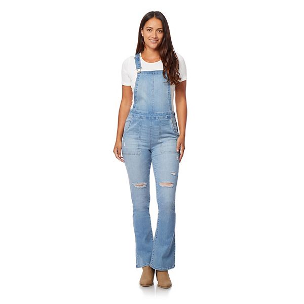 Juniors' WallFlower Insta Vintage High Rise Flare Denim Overalls